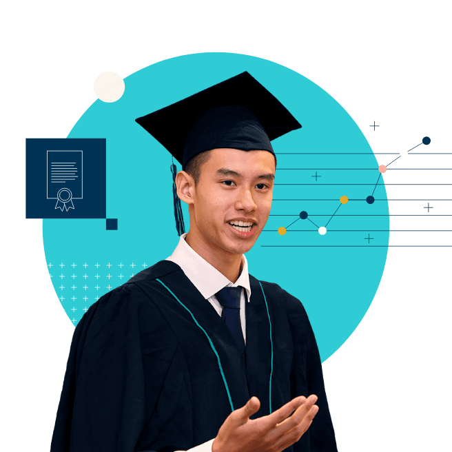 Student in Cap and Gown graphic