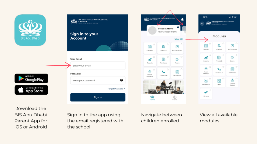 Download the BIS Abu Dhabi Parent App