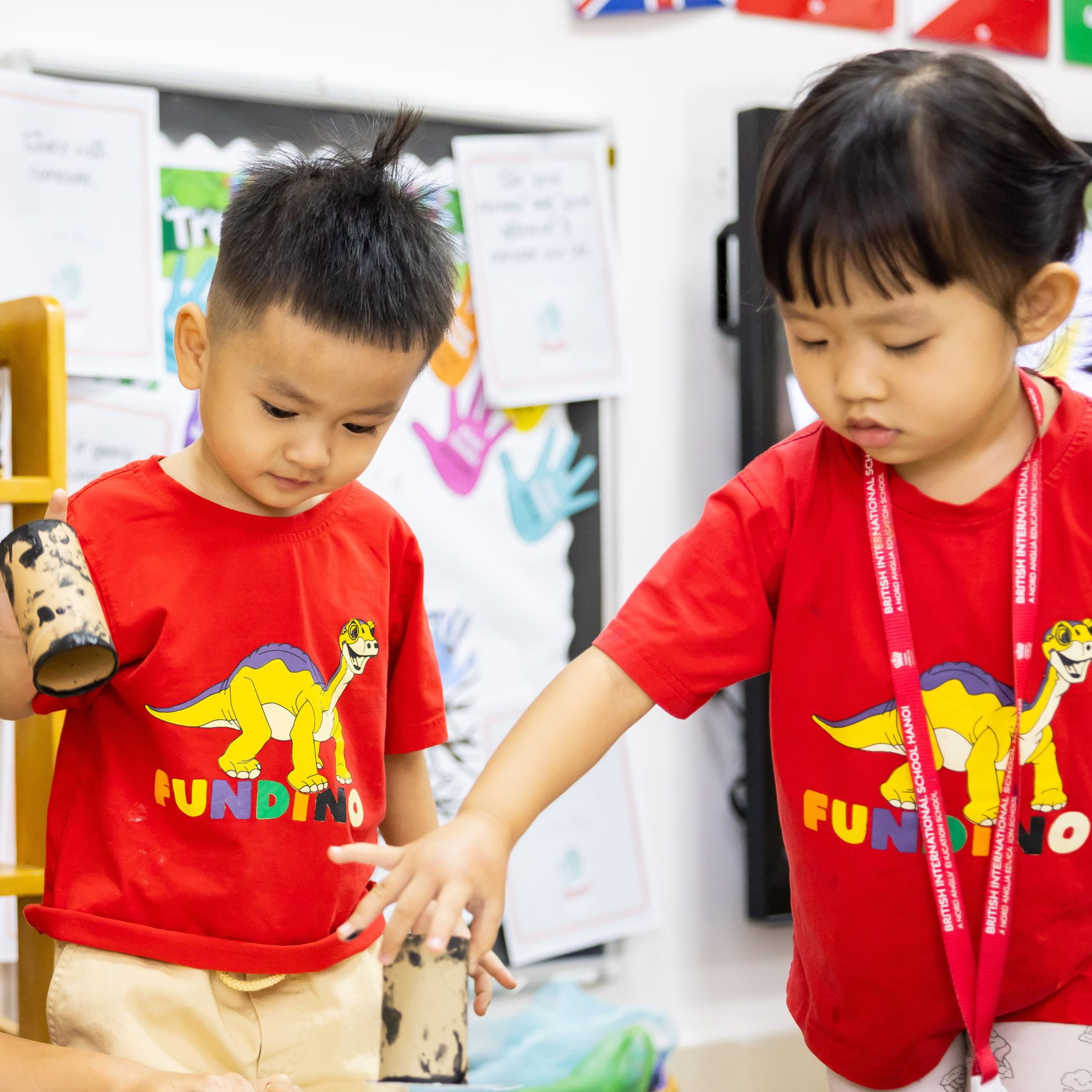 EYFS students doing art