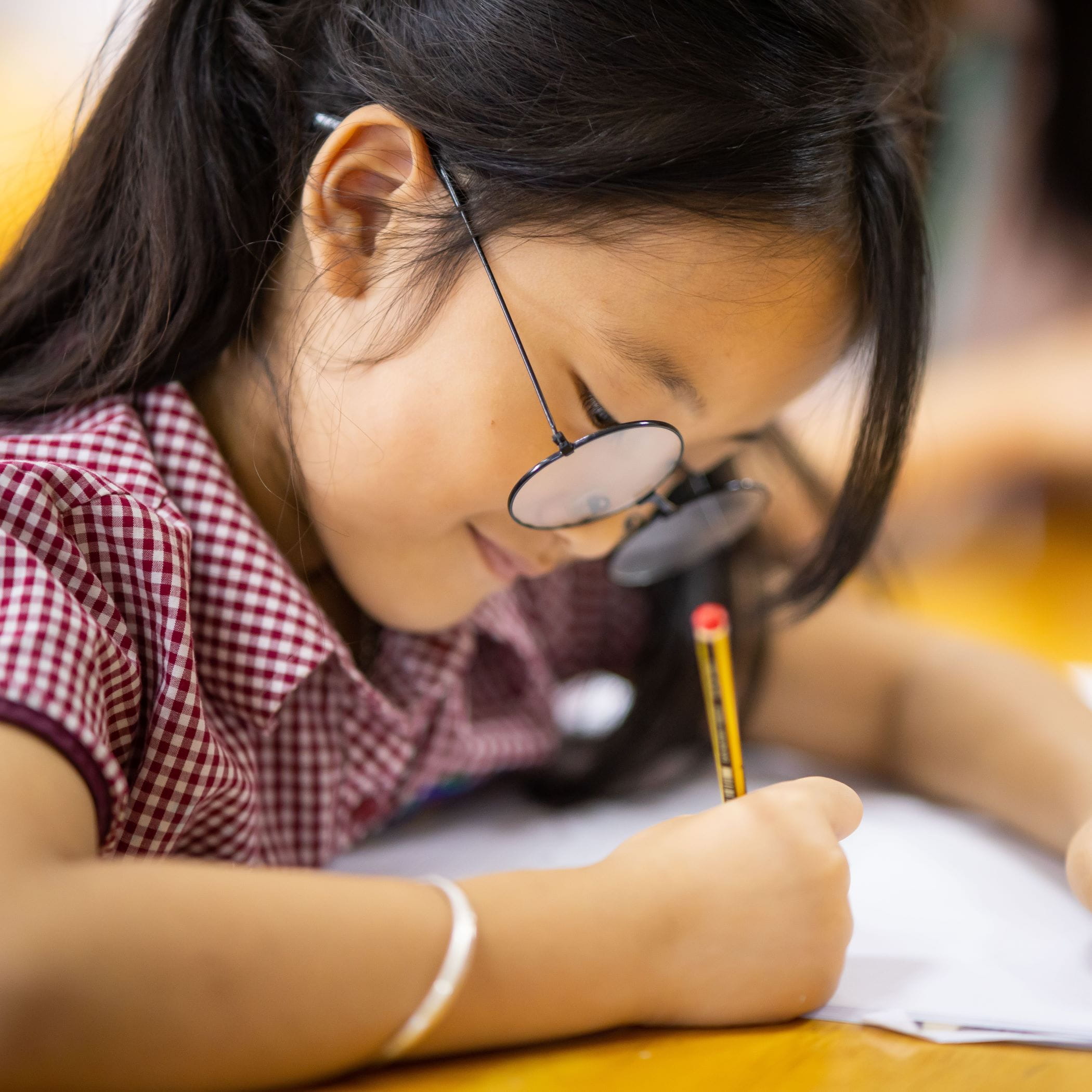 Primary girl studying