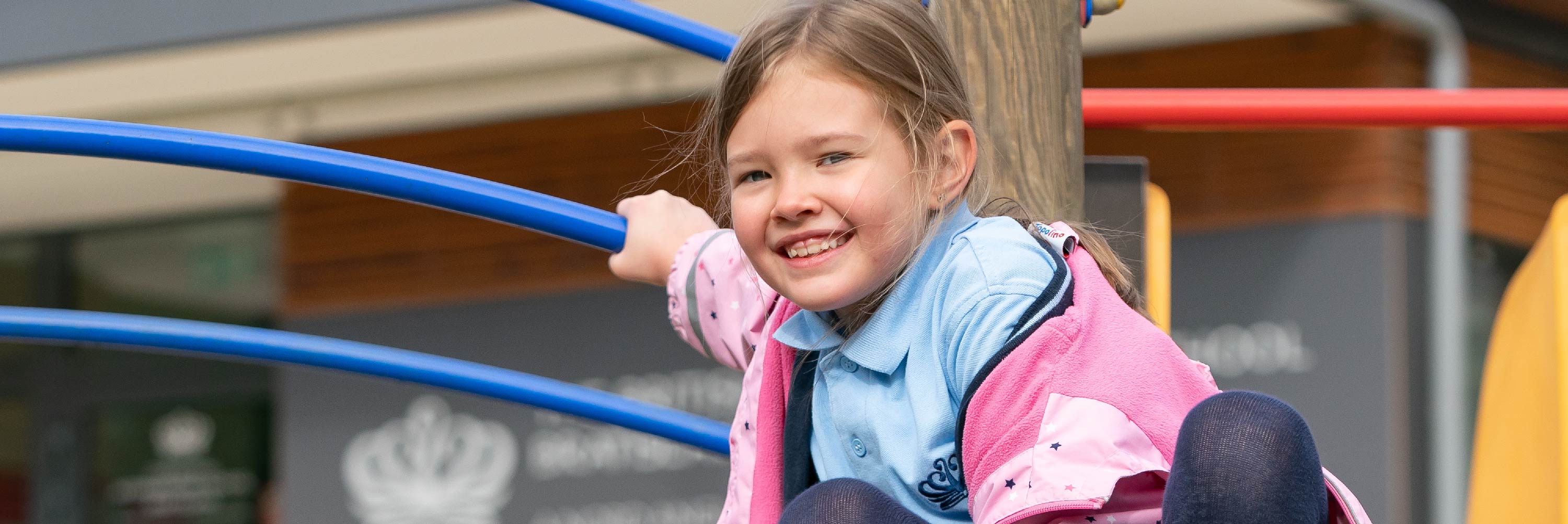Maples building with a girl
