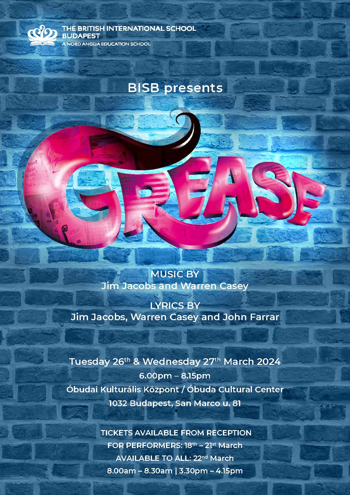 Tickets Available For BISB's Production Of Grease | BISB - GREASE