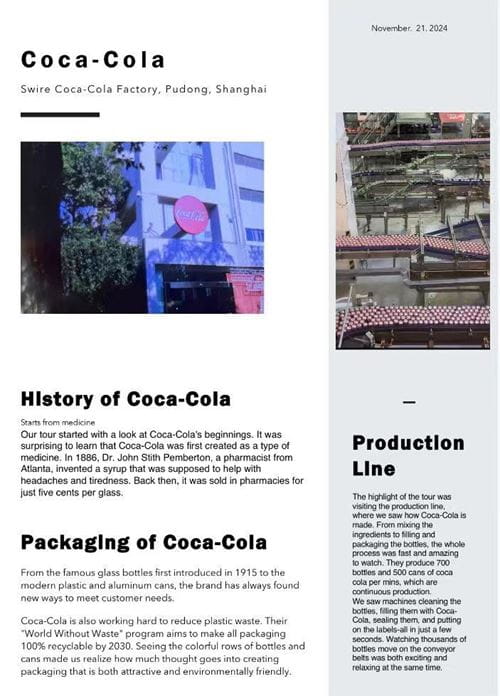 Bottling Business: Students Visit Coca-Cola - Bottling Business - Students Visit Coca-Cola