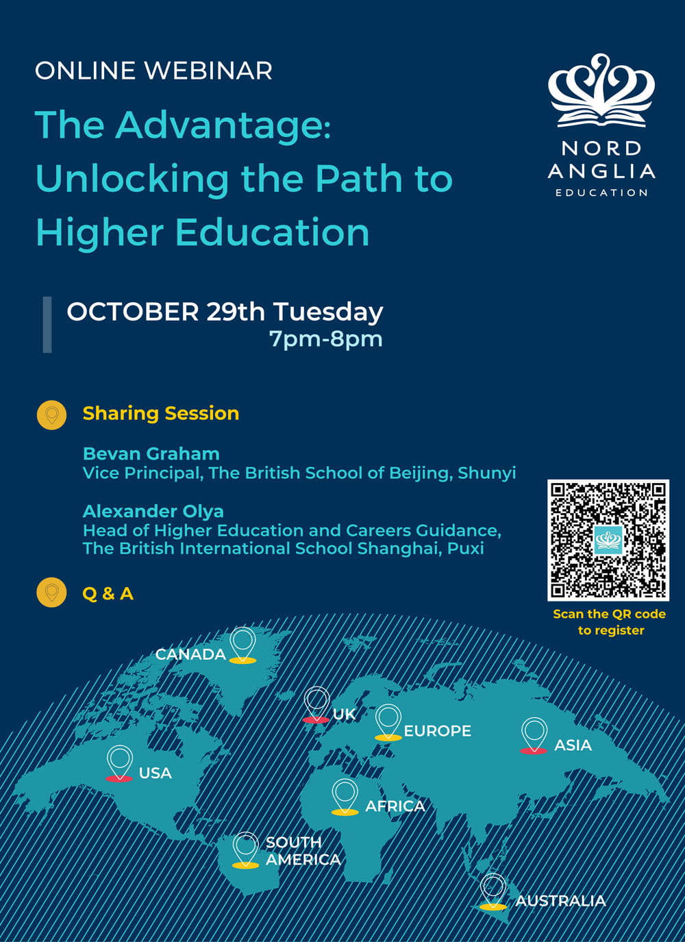 在线讲座 | Nord Anglia教育专家分享升学之道 10月29日 - Join Online Webinar The Advantage Unlocking the Path to Higher Education 29th October