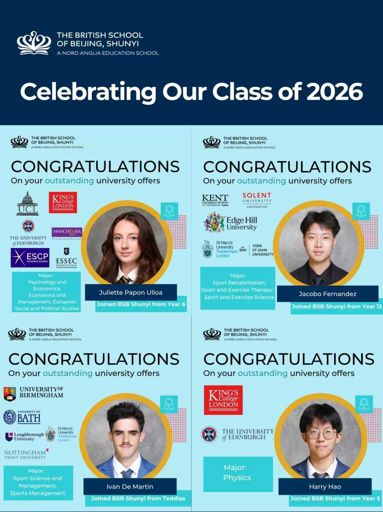 北京英国学校顺义校区卓越佳绩:IBDP平均分超出全球平均5.39分! - Celebrating Exceptional IBDP Results at BSB Shunyi