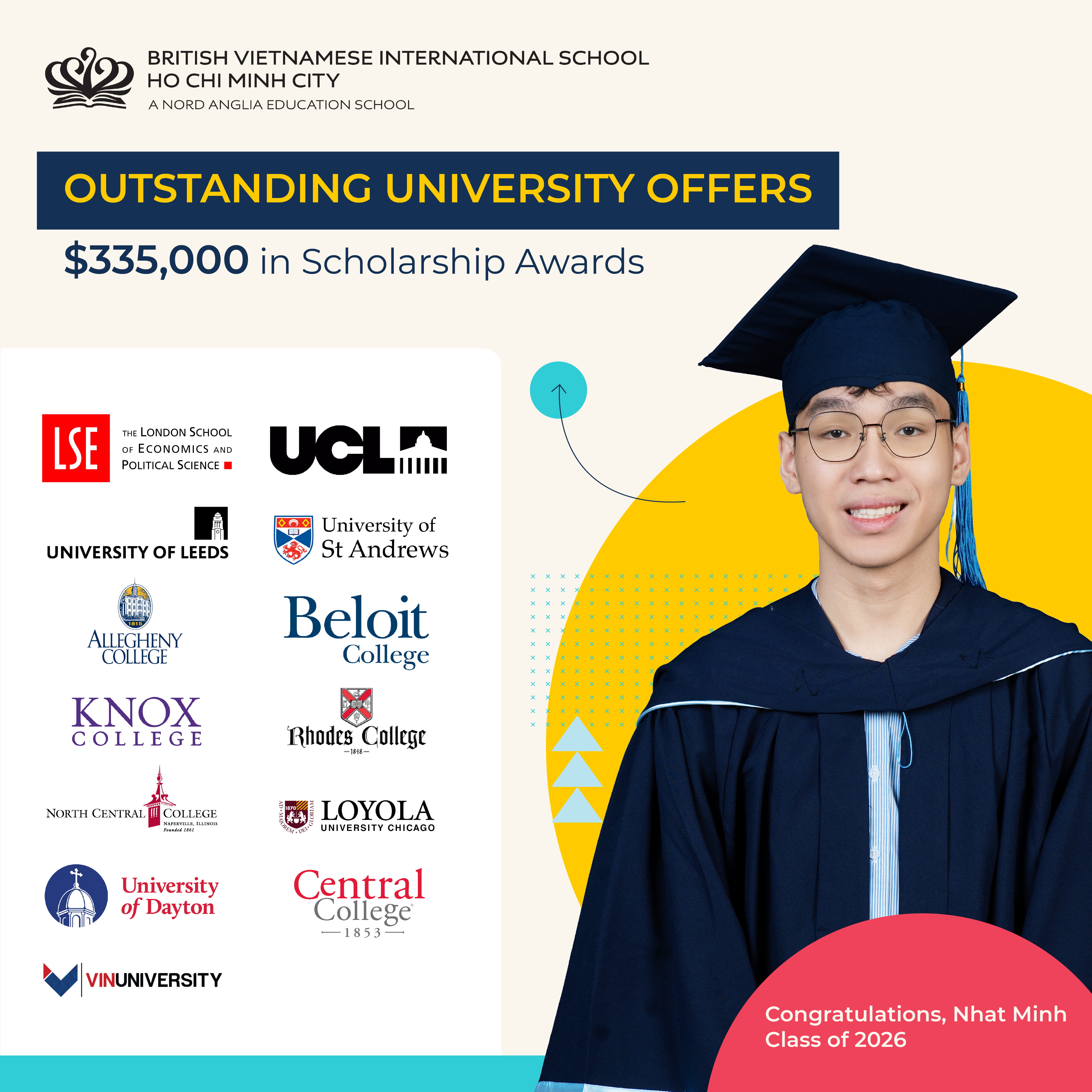 Nhat Minh (Class Of 2026): Offers from leading global universities with over $335,000 in annual scholarships - Nhat Minh Success Story