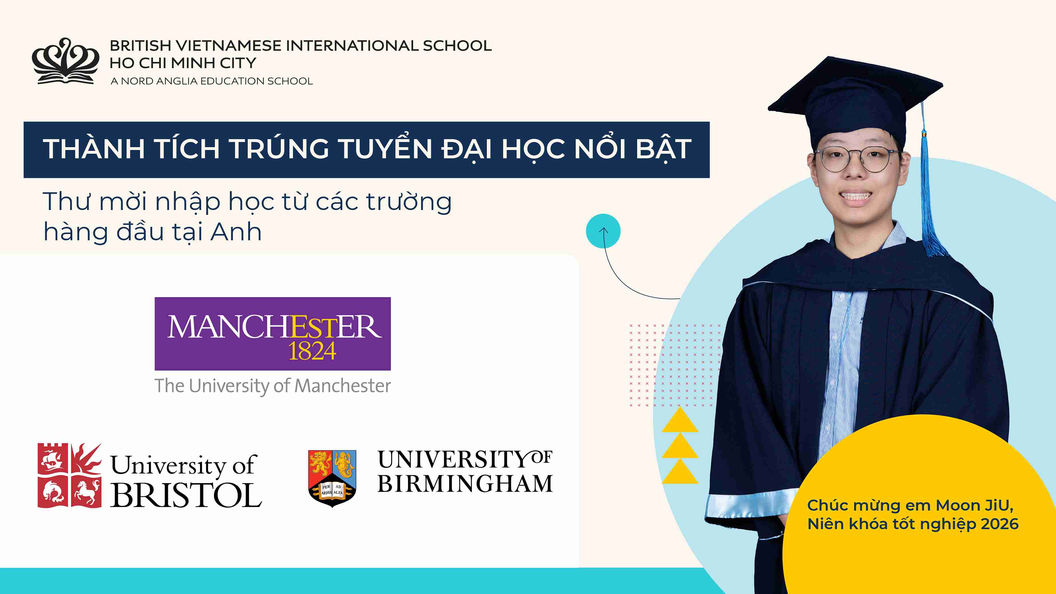 Moon JiU (Niên khóa Tốt nghiệp 2026): Nhận được thư mời nhập học từ các trường hàng đầu nhóm Russel Group tại vương quốc Anh - Moon JiU Class of 2026 receives offers from top Russell Group universities in the United Kingdom