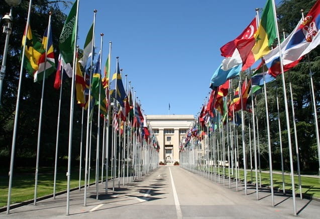Road with flags