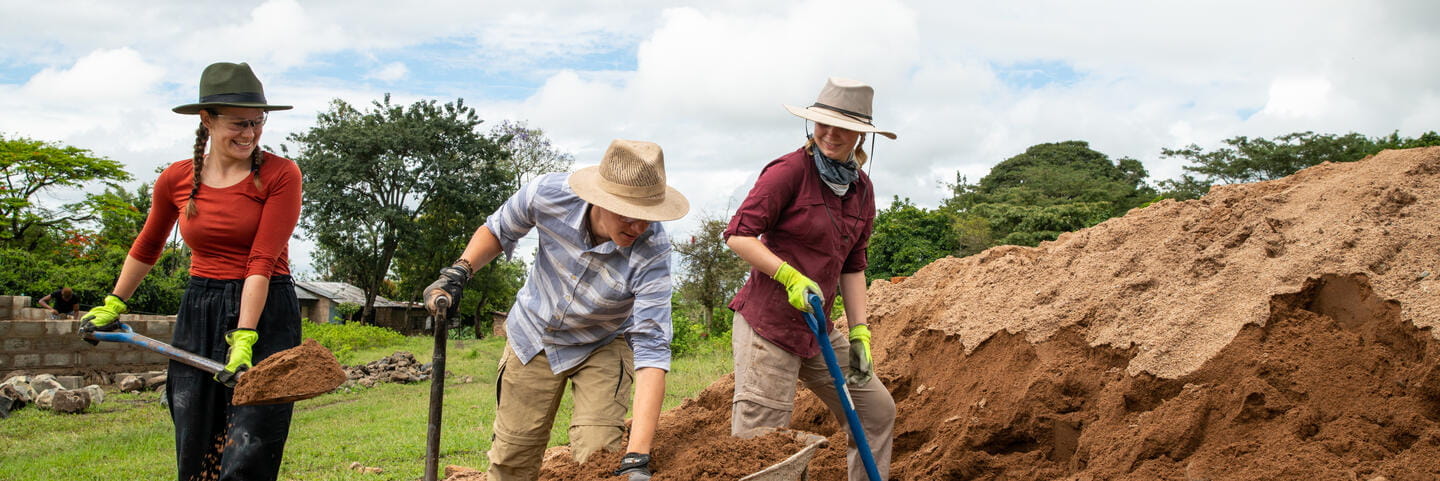Group digging building foundations