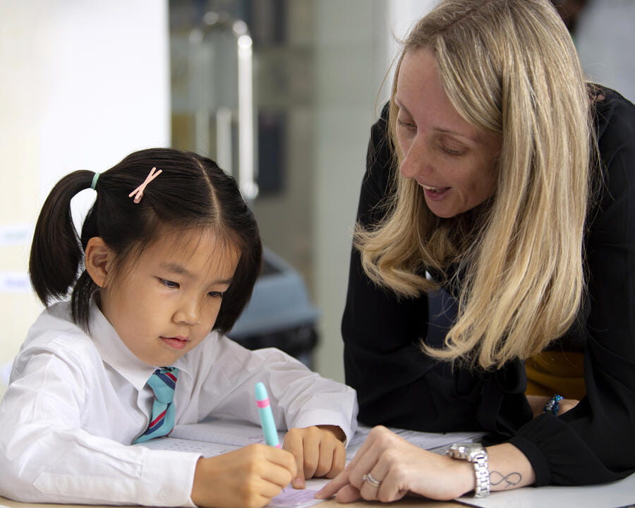 lesson at british primary school in pudong