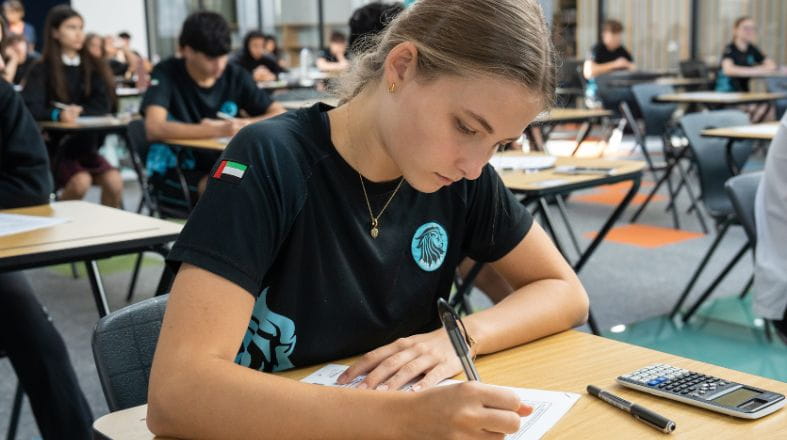 NAS dubai student taking exam in examination room