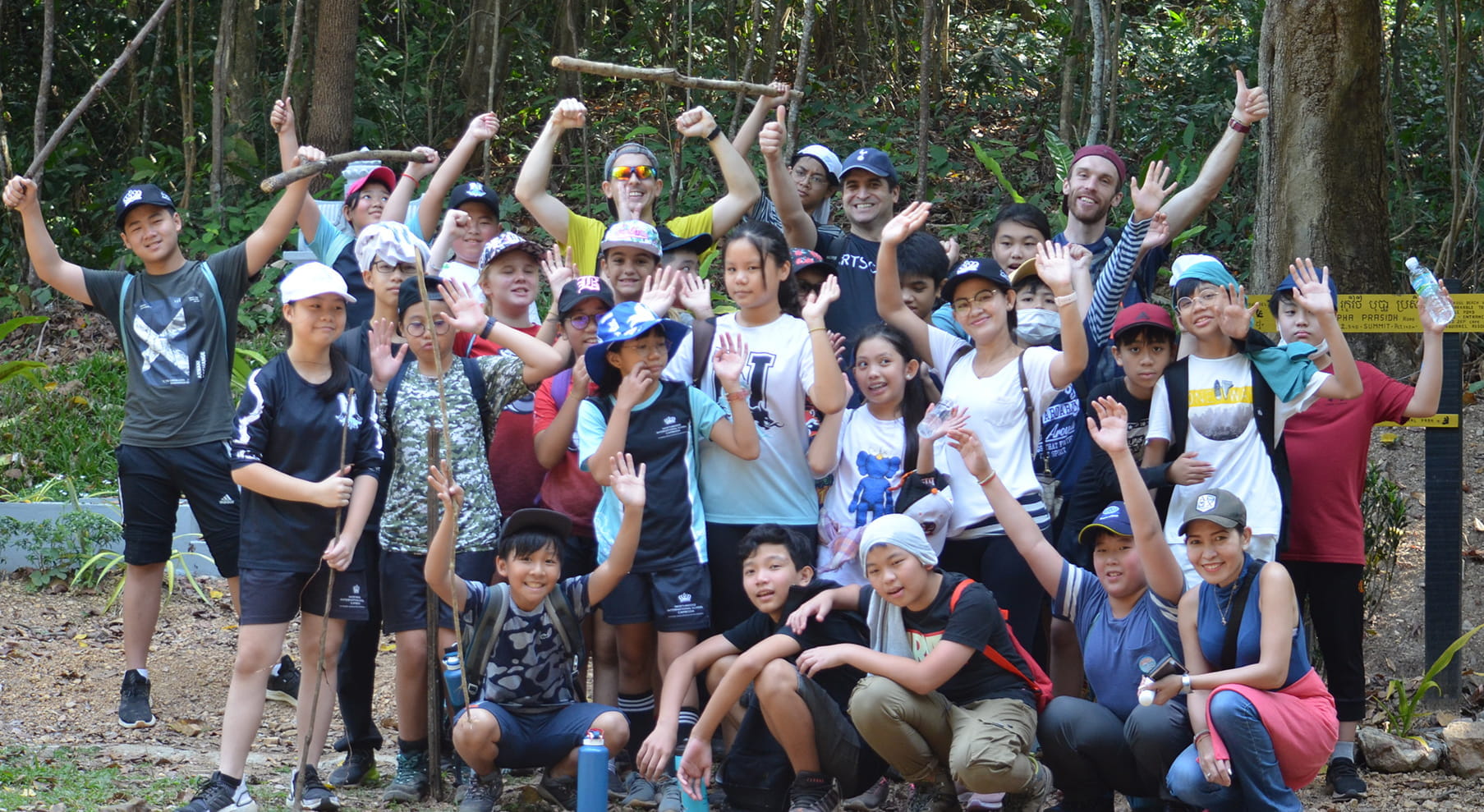 group shot on hike silly