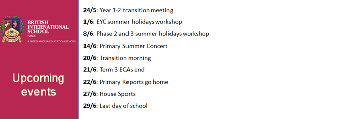 Britist International School Hanoi - Upcoming events
