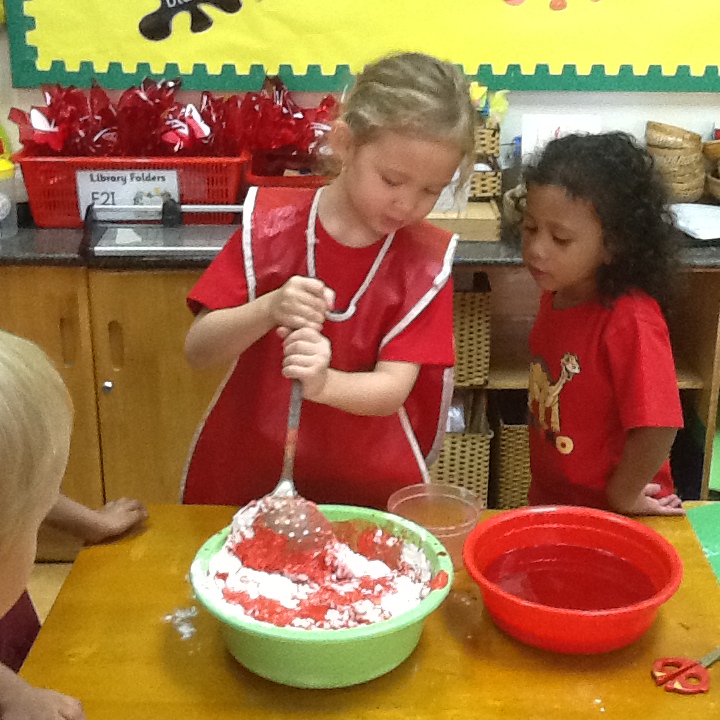 f2I Elizabeth and Anabelle making playdough for Enterprise Day