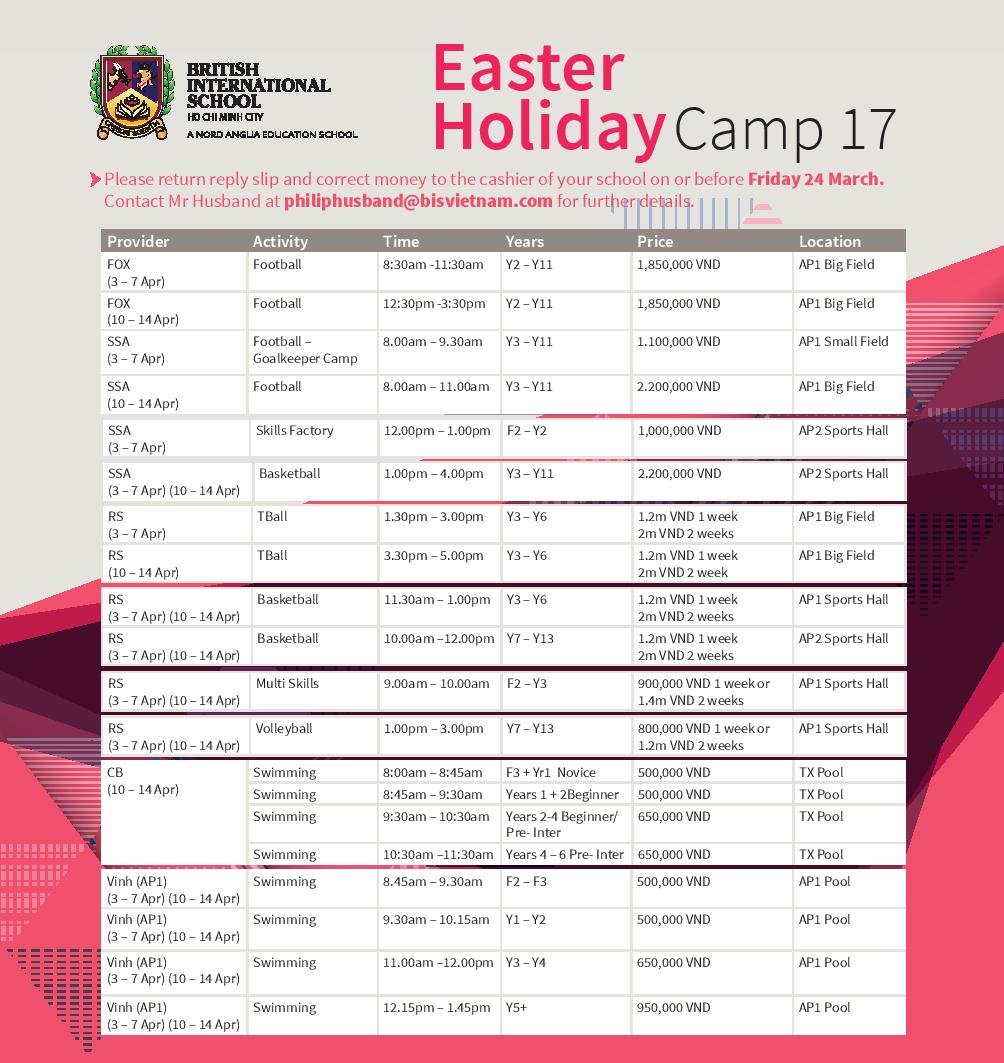 Easter Holiday Camp 2017