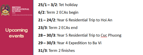 Britist International School Hanoi - Upcoming events