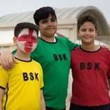 Students in house colours