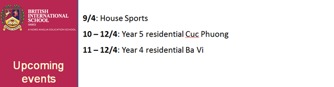 Britist International School Hanoi - Upcoming events