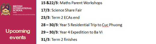 Britist International School Hanoi - Upcoming events