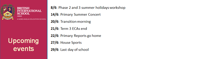 Britist International School Hanoi - Upcoming events