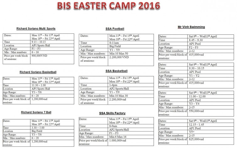 Easter programme 2016