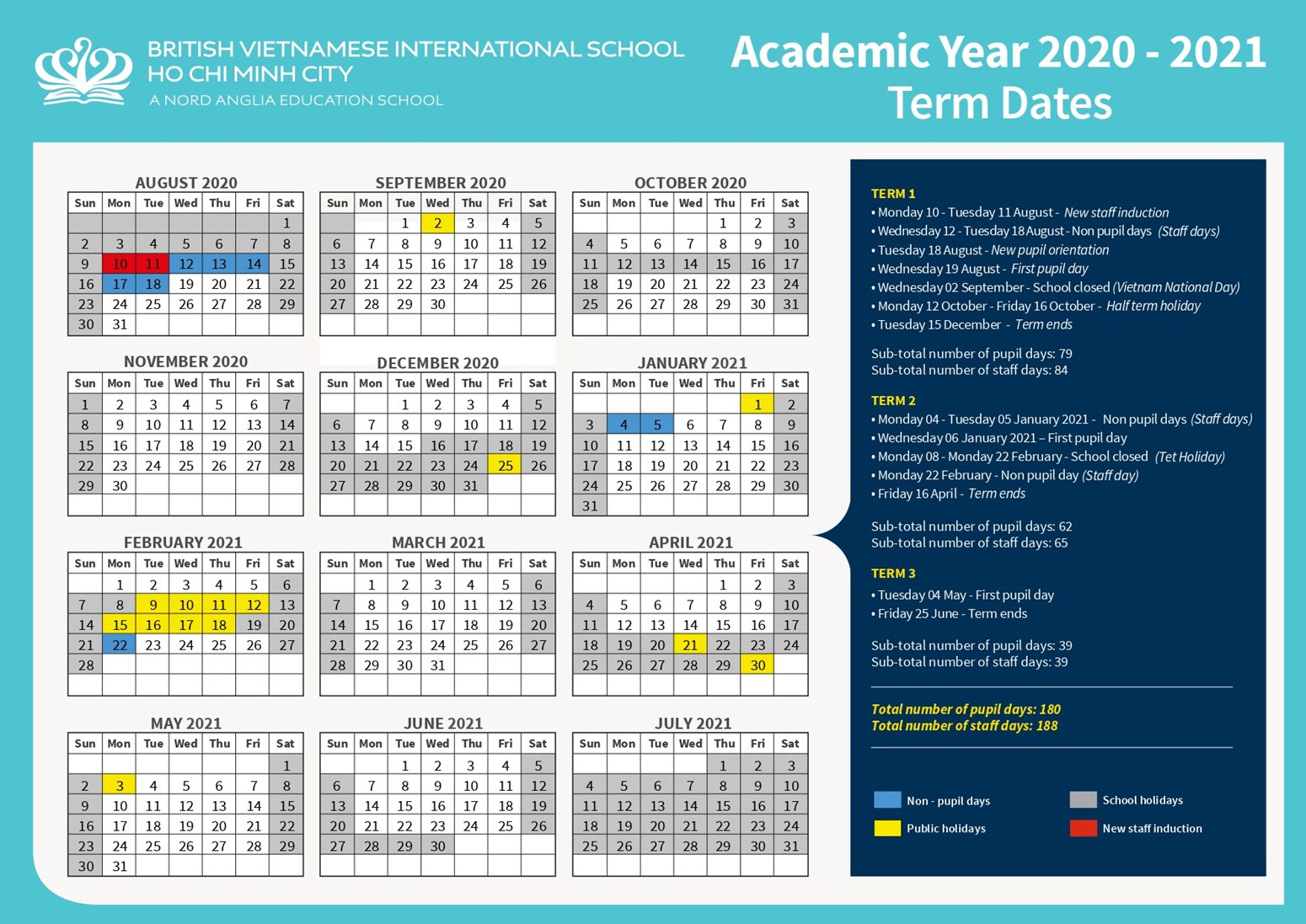 BVIS HCMC Academic Calendar 2020-2021