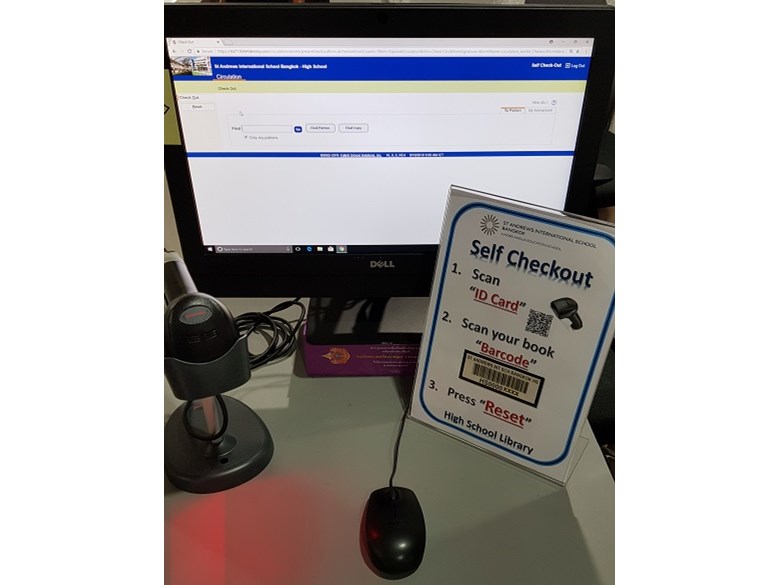 High School Library Check out the “Self checkout”