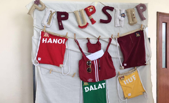 Pop up shop uniform upcycling