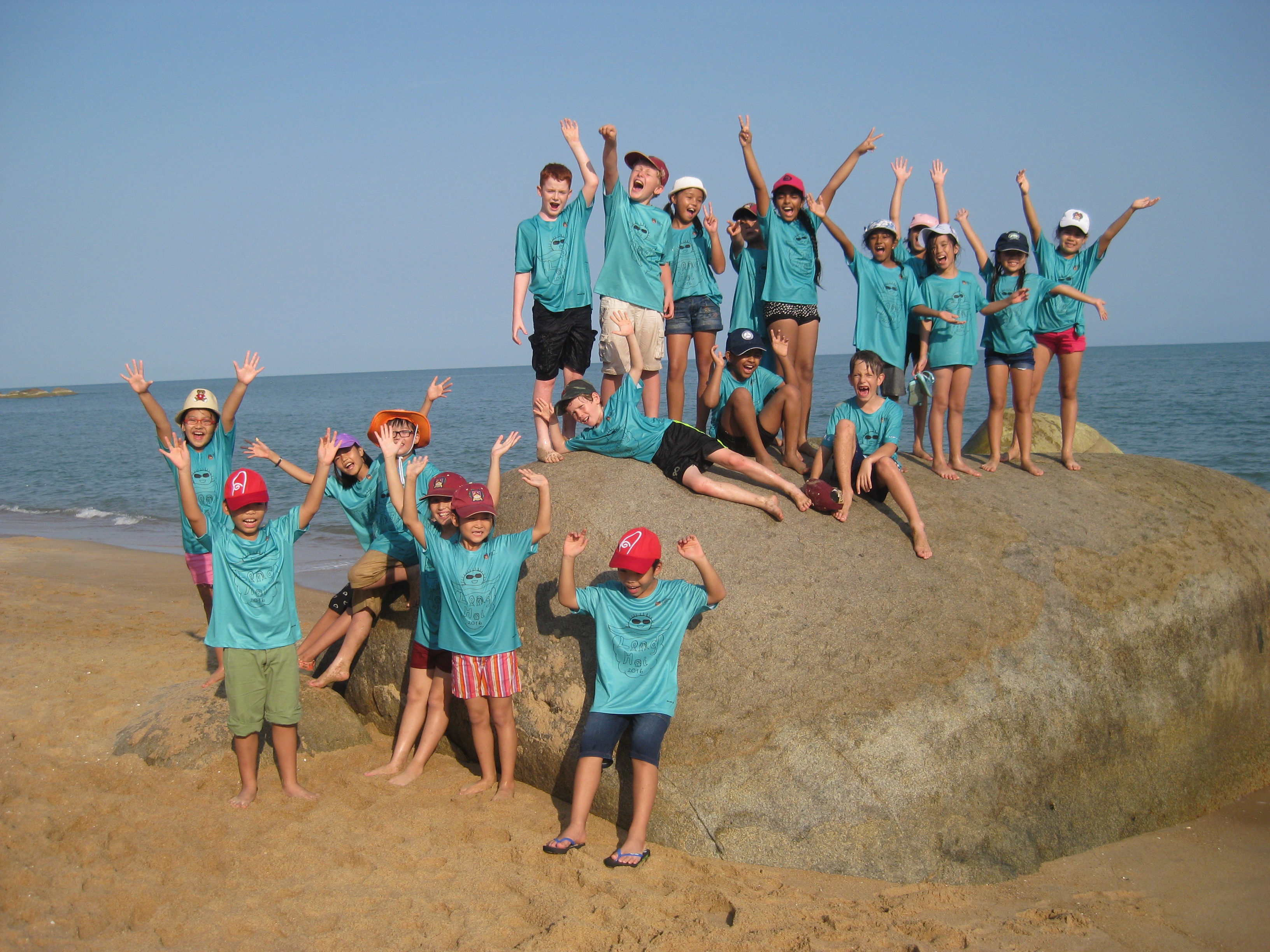 Group photo on a big rock
