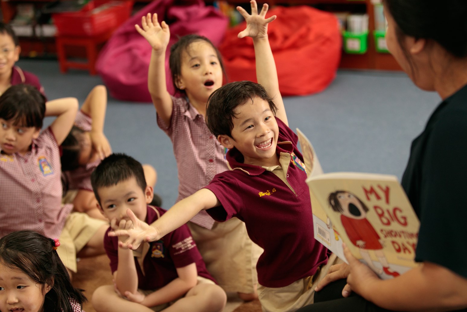 Excited Primary children at BVIS HCMC