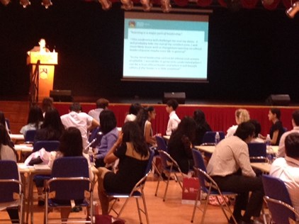 Ms Lauren Binnington, Head of Sixth Form presents to students as part of FOBISIA Student Leadership Conference