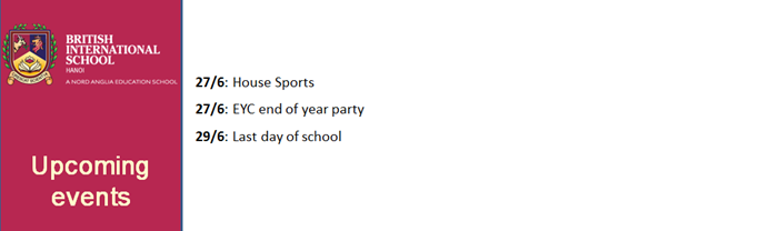 Britist International School Hanoi - Upcoming events