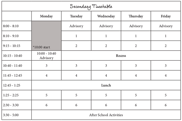 Block Schedule