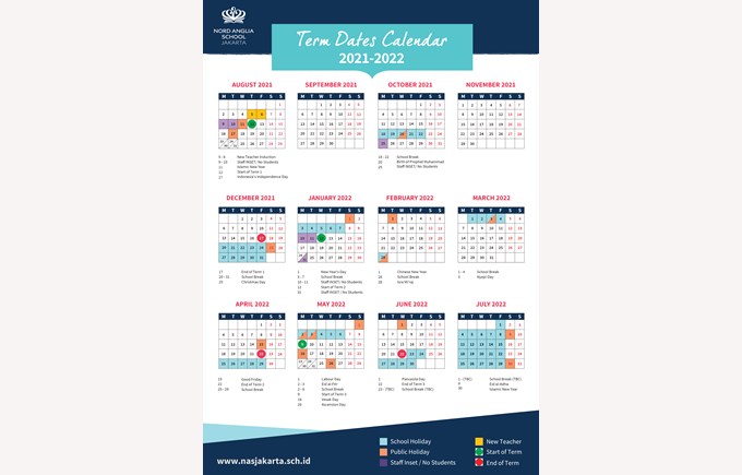 NAS Jakarta - Term Dates Calendar 2021-22