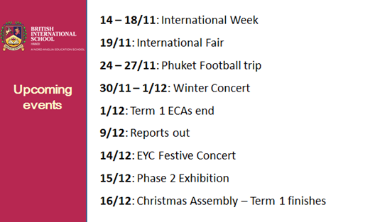 Britist International School Hanoi - Upcoming events