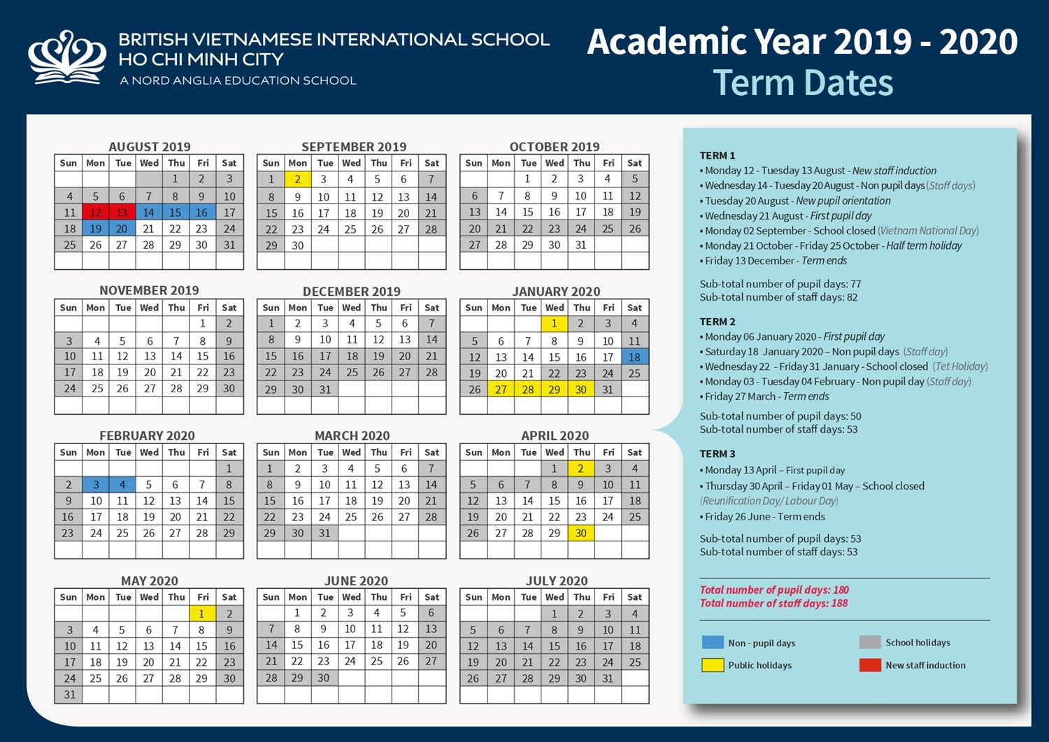 Academic calendar BVIS HCMC | Lịch năm học