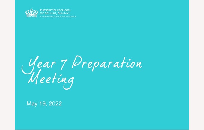 Year 7 Preparation Meeting - 19 May 2022
