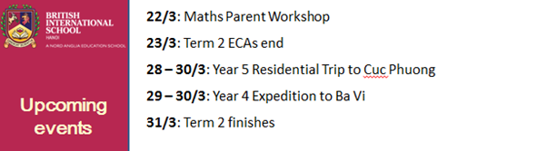 Britist International School Hanoi - Upcoming events