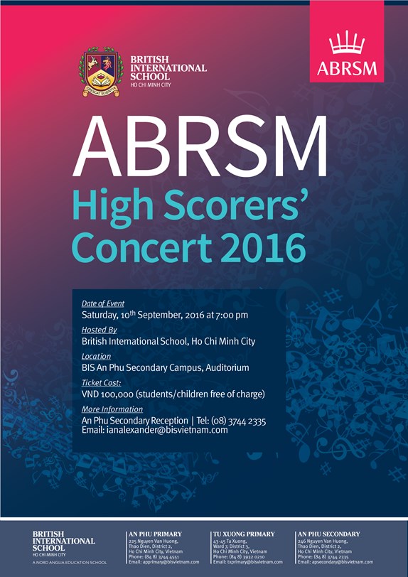 ABRSM High Scorers' Concert 2016 hosted by British International School, HCMC, Vietnam