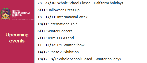 Weekly Update 13/10/17 British International School Hanoi