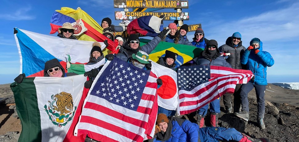 students on top of mount Kilimanjaro