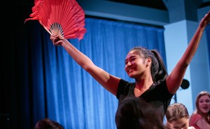 Juilliard world stage girl performing with fan