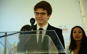 JP Santos speaks at the British International School of Boston graduation in June 2015.