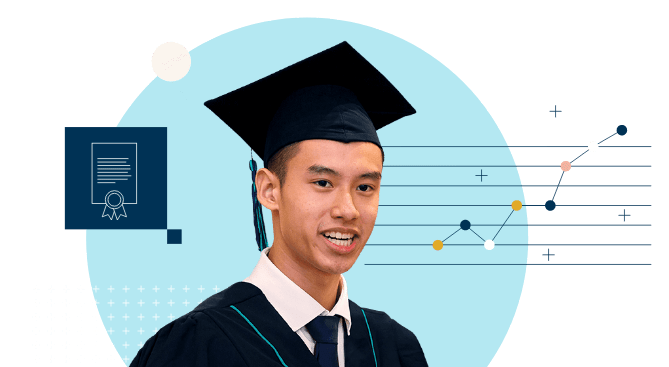 Student in Cap and Gown graphic