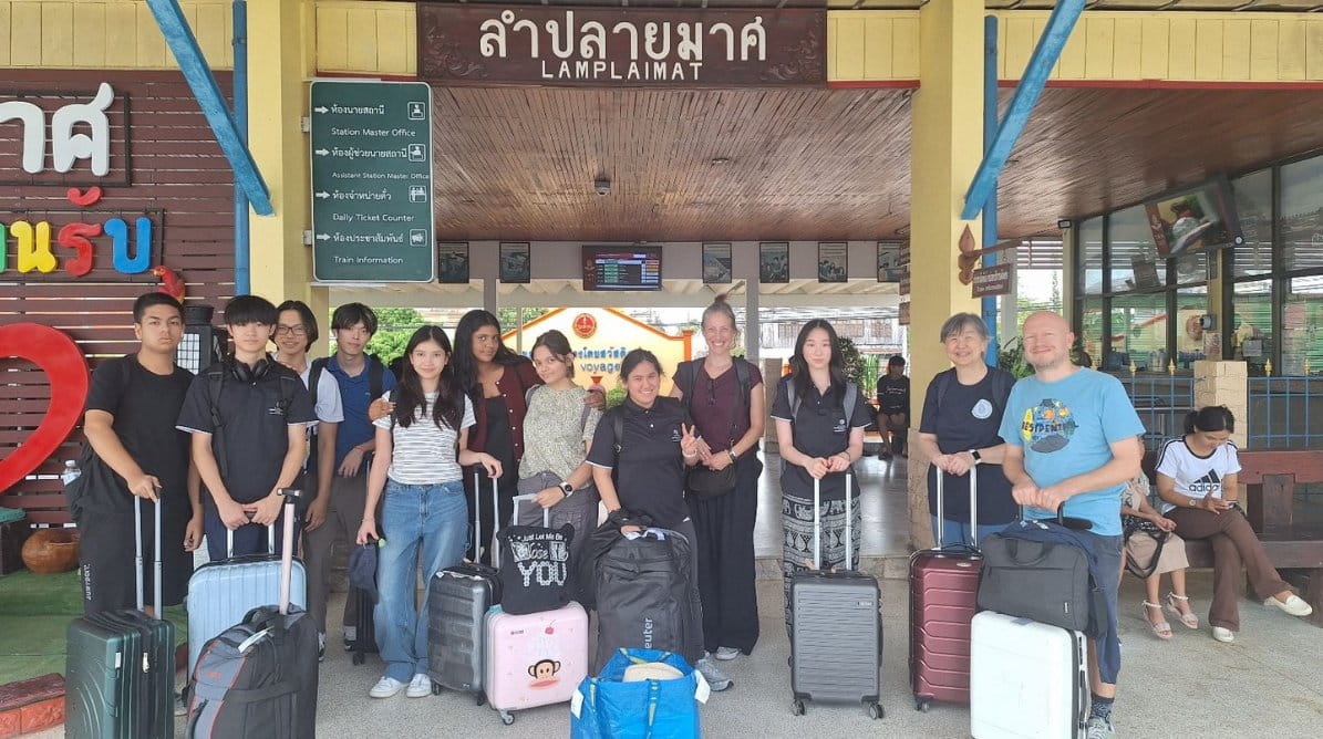 Students visit Mechai Pattana Bamboo School in northeast Thailand to learn about sustainable community development. - Mechai Pattana Bamboo School