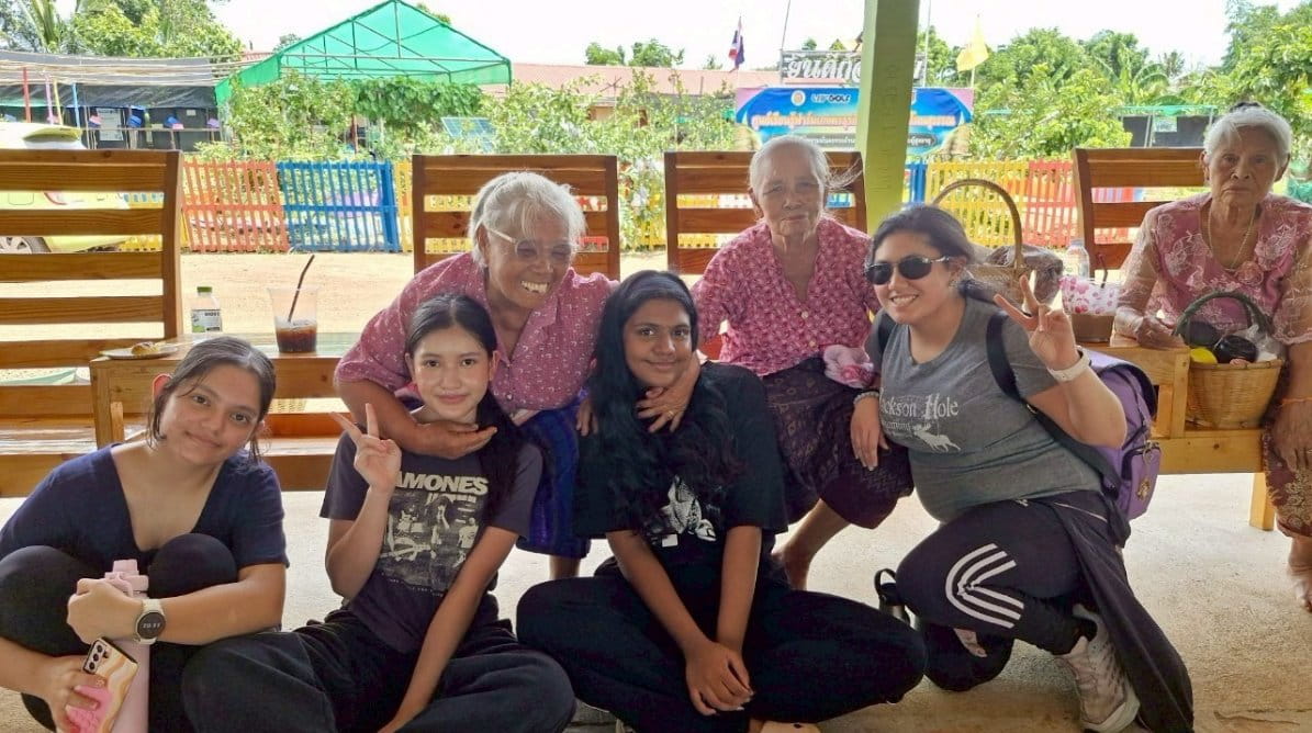 Students visit Mechai Pattana Bamboo School in northeast Thailand to learn about sustainable community development. - Mechai Pattana Bamboo School