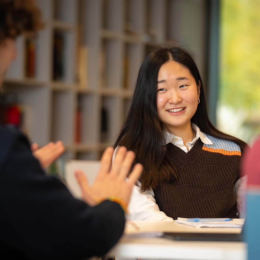 student in the library