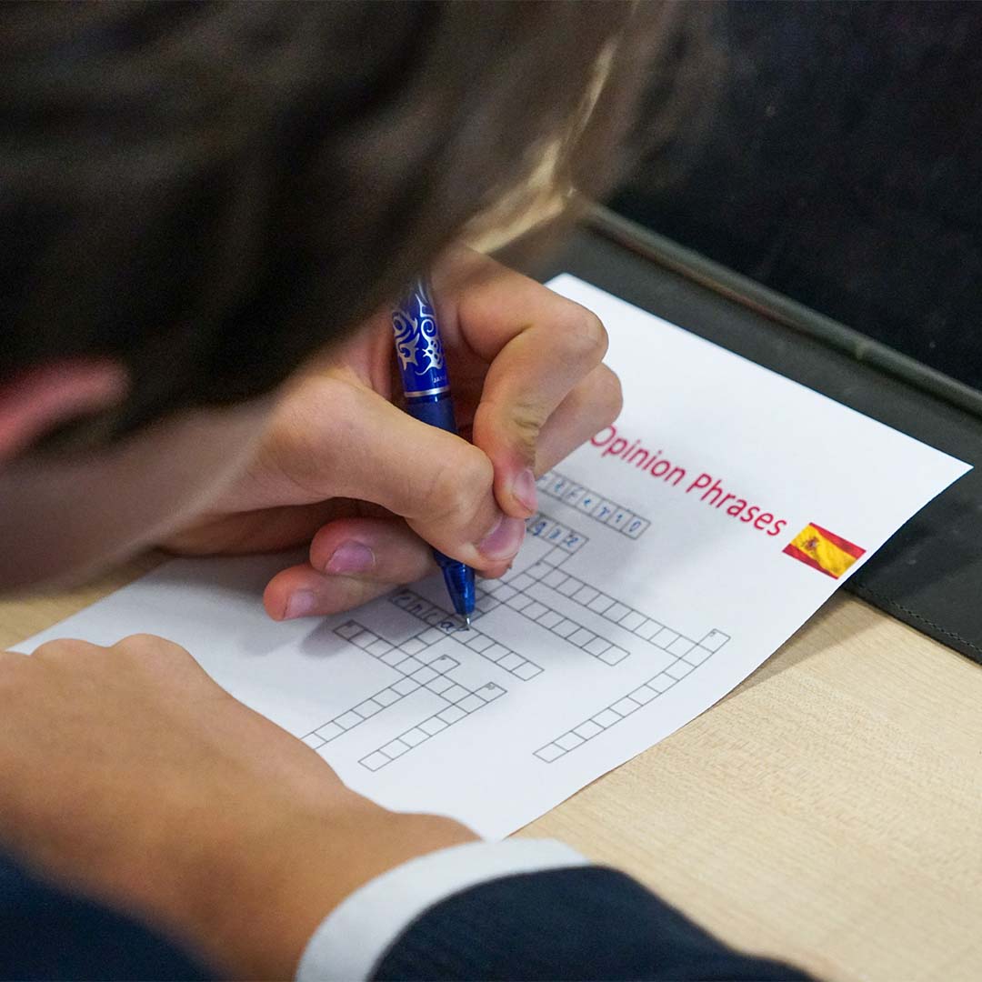 student writing